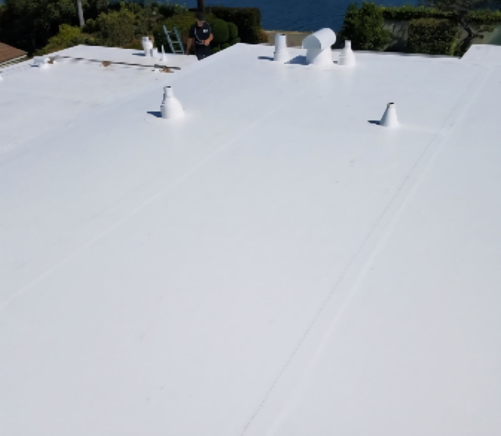 Residential white TPO flat roof